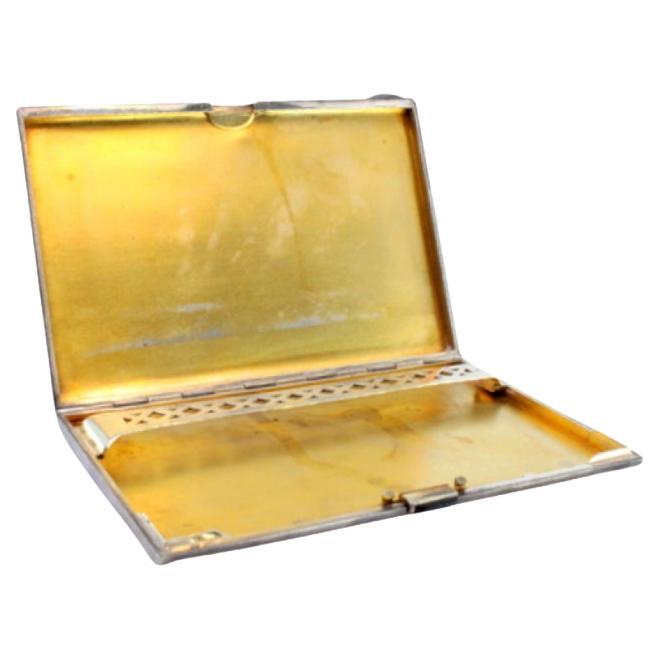 Three-tone silver-gold case with gold interior and cut-out holder For Sale