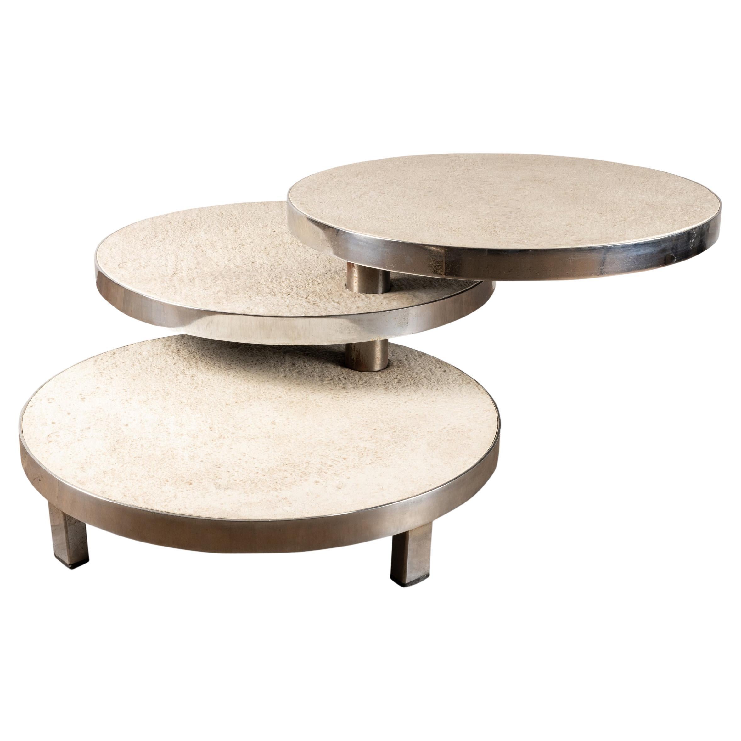Three Tray Coffee Table Design Maria Pergay for Mercier Frères
