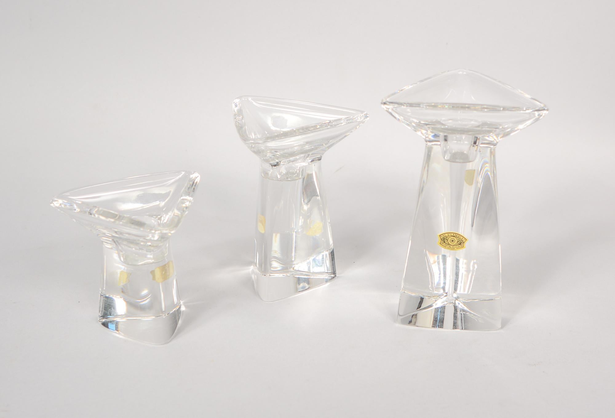 Three Tricorne Candle Holders by Peter Muller-Munk for Val St Lambert 2