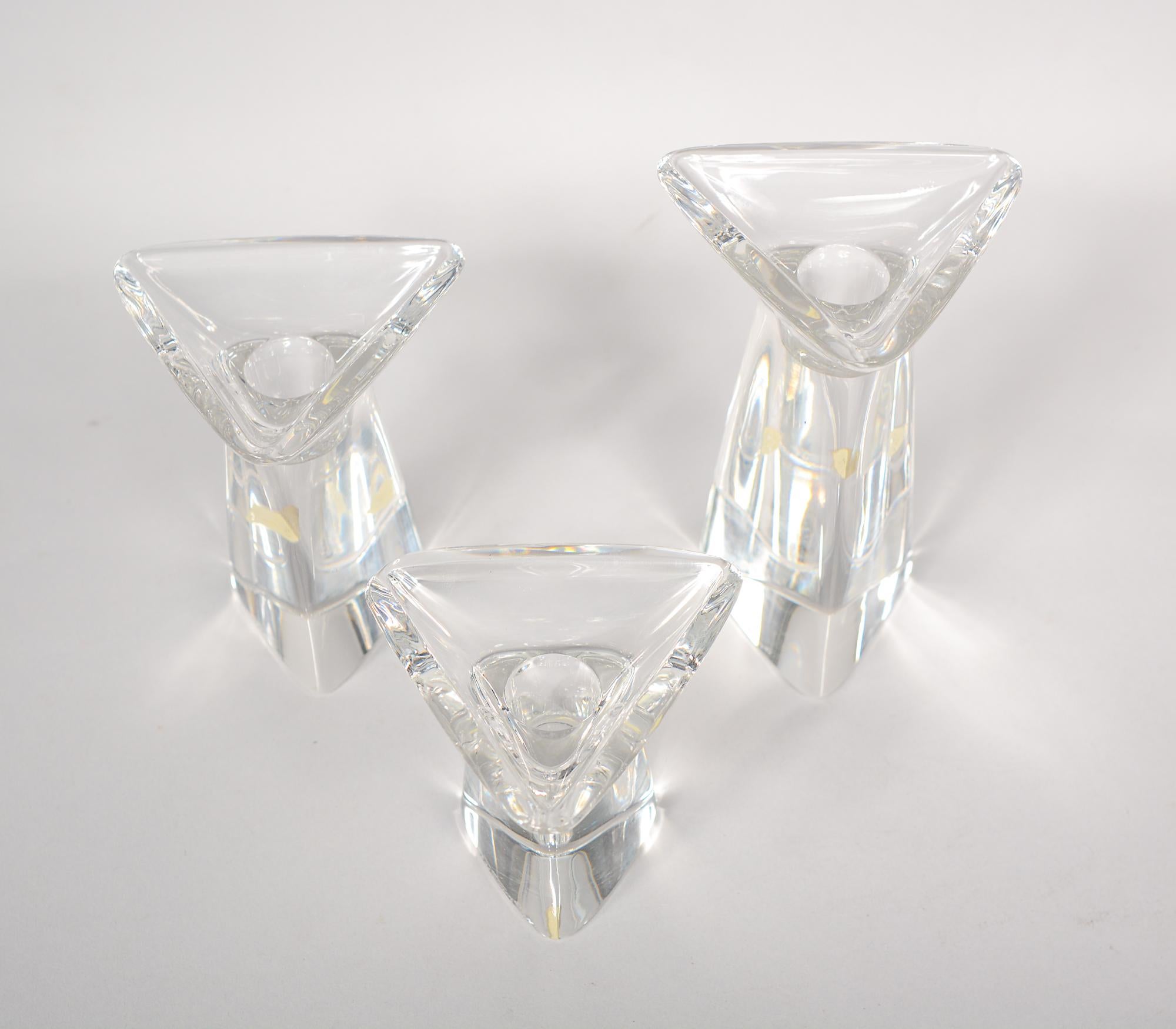 Mid-Century Modern Three Tricorne Candle Holders by Peter Muller-Munk for Val St Lambert