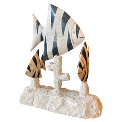 Three Tropical Fish in Tessellated Marble by Maitland Smith