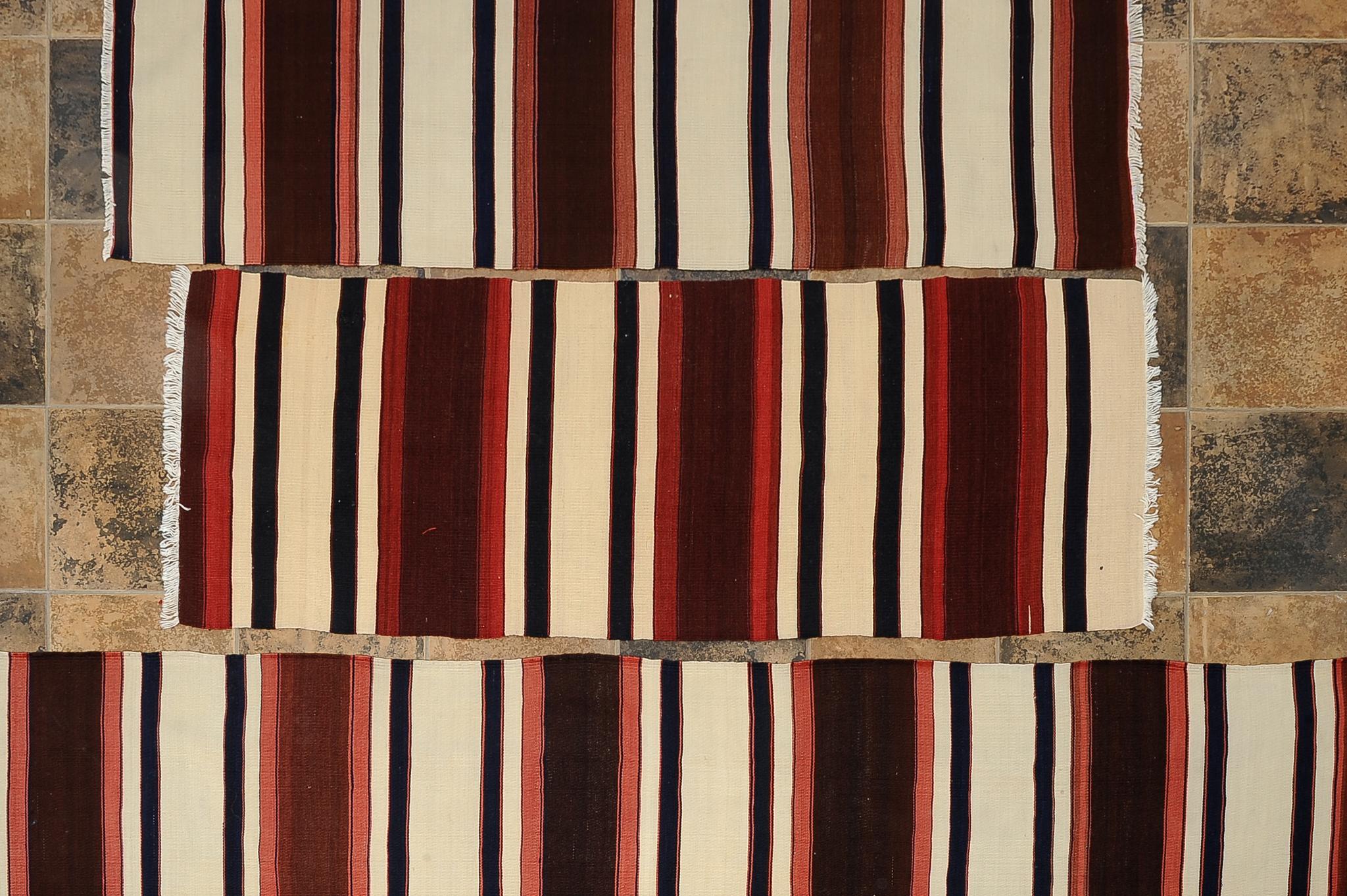 Three Turkish Kilim Strips or Flatwave also for Coating or Pillows For Sale 3
