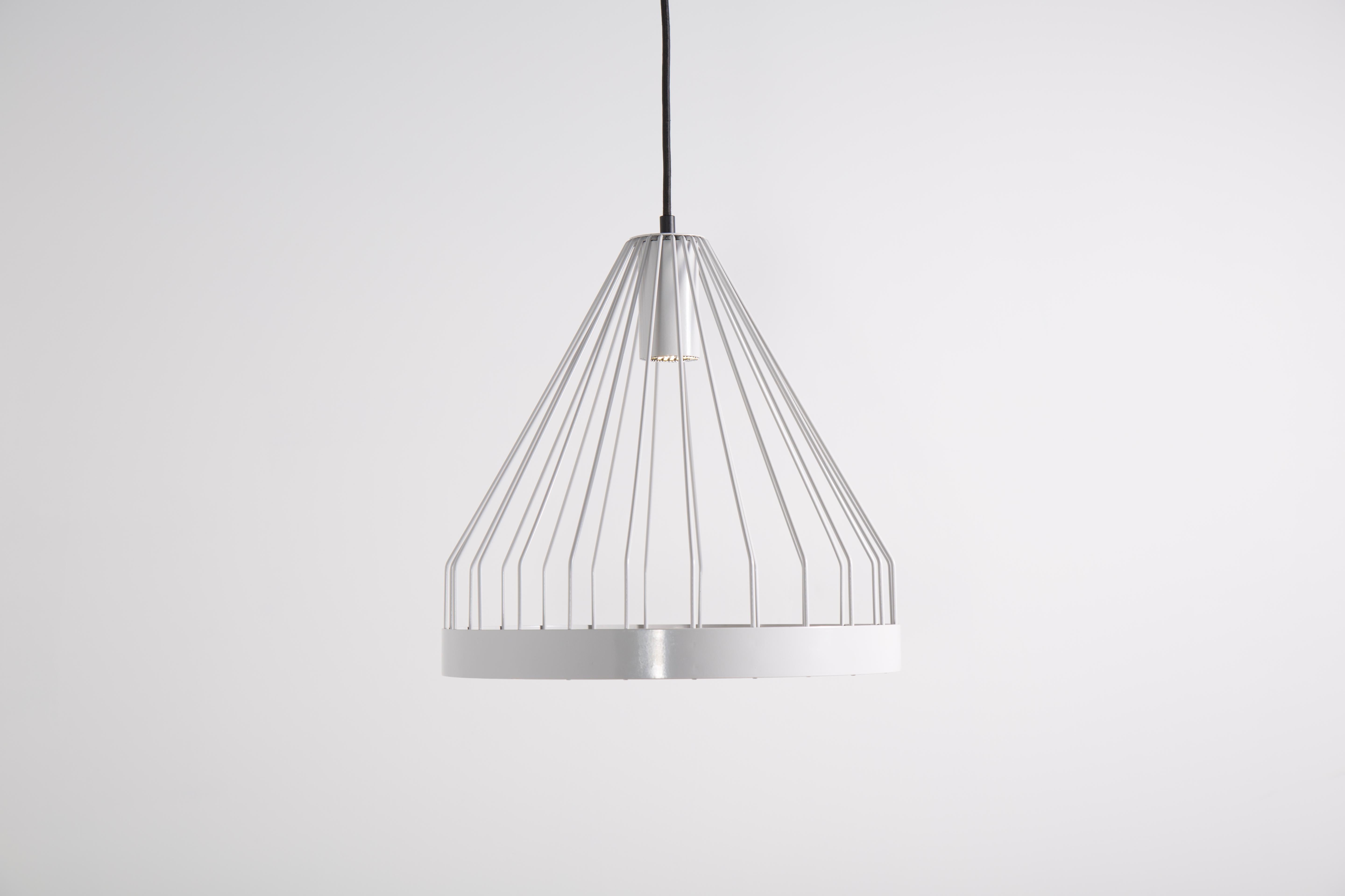 American Three UL Contemporary Concealed LED Pale Gray Steel Hanging Pendant Lights For Sale