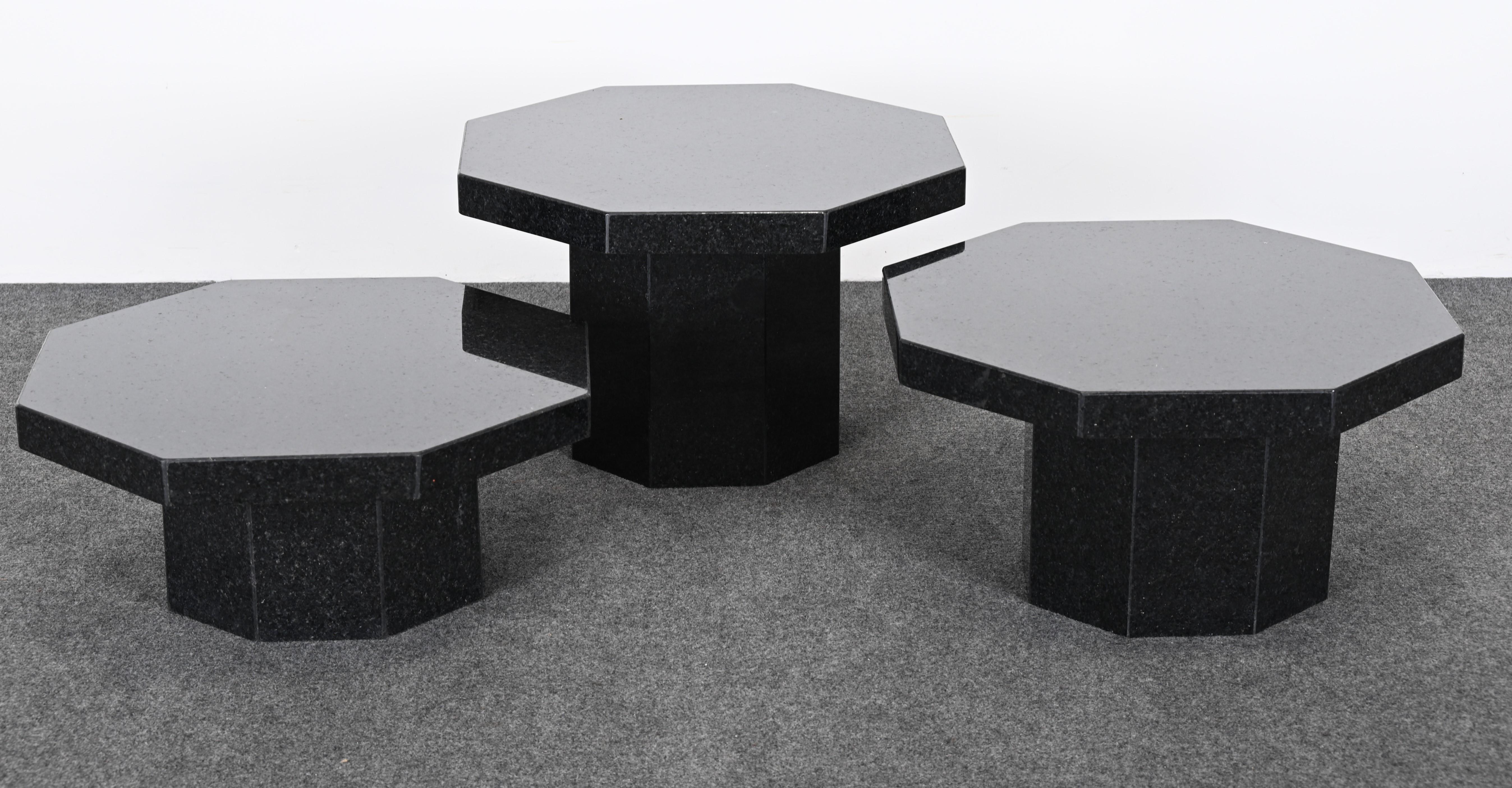 Modern Three Up & Up Octagonal Tables, 1980s