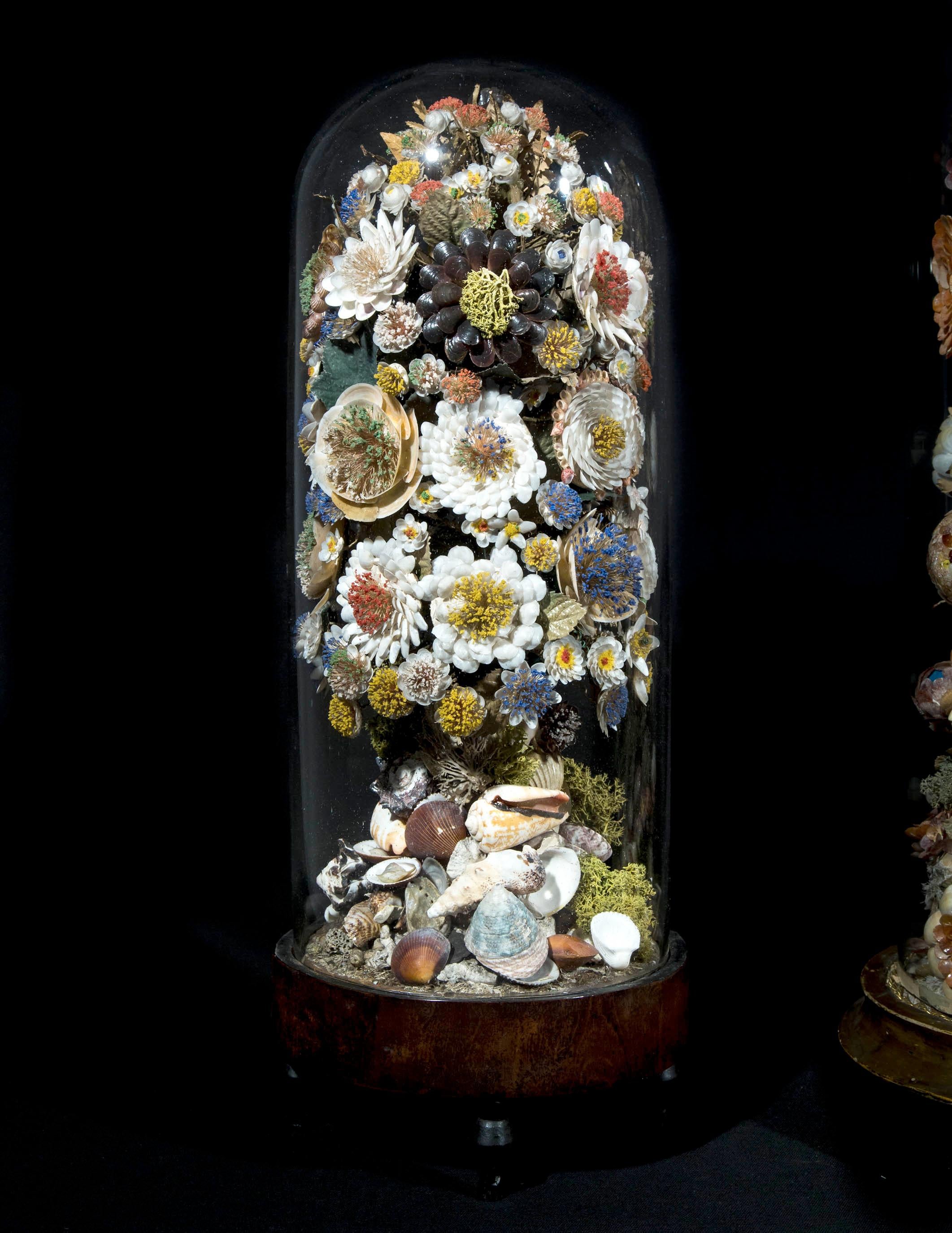 Three Victorian Shellwork Flower Arrangements In Good Condition In London, GB
