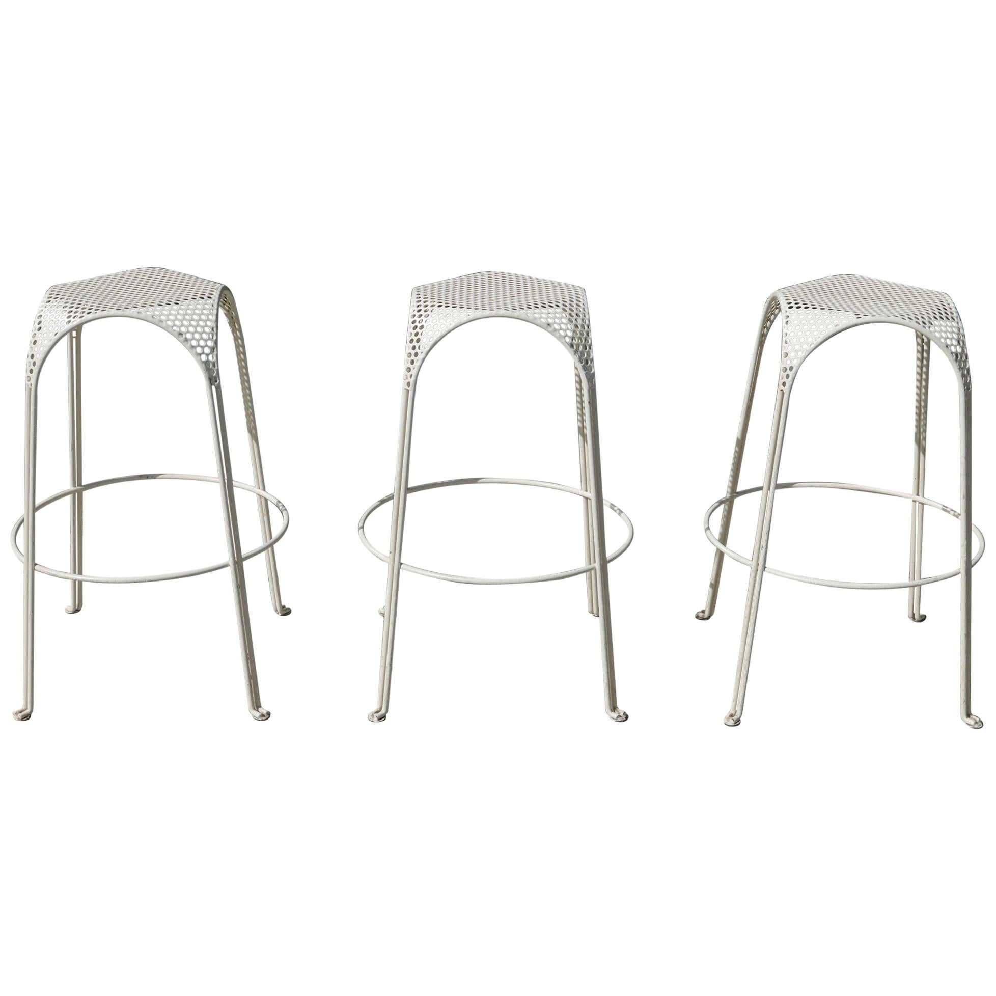 Three Vintage Bar Stools in the Manner of Mathieu Matégot For Sale