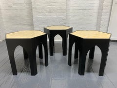 Three Vintage Capiz Shell Top Side Tables