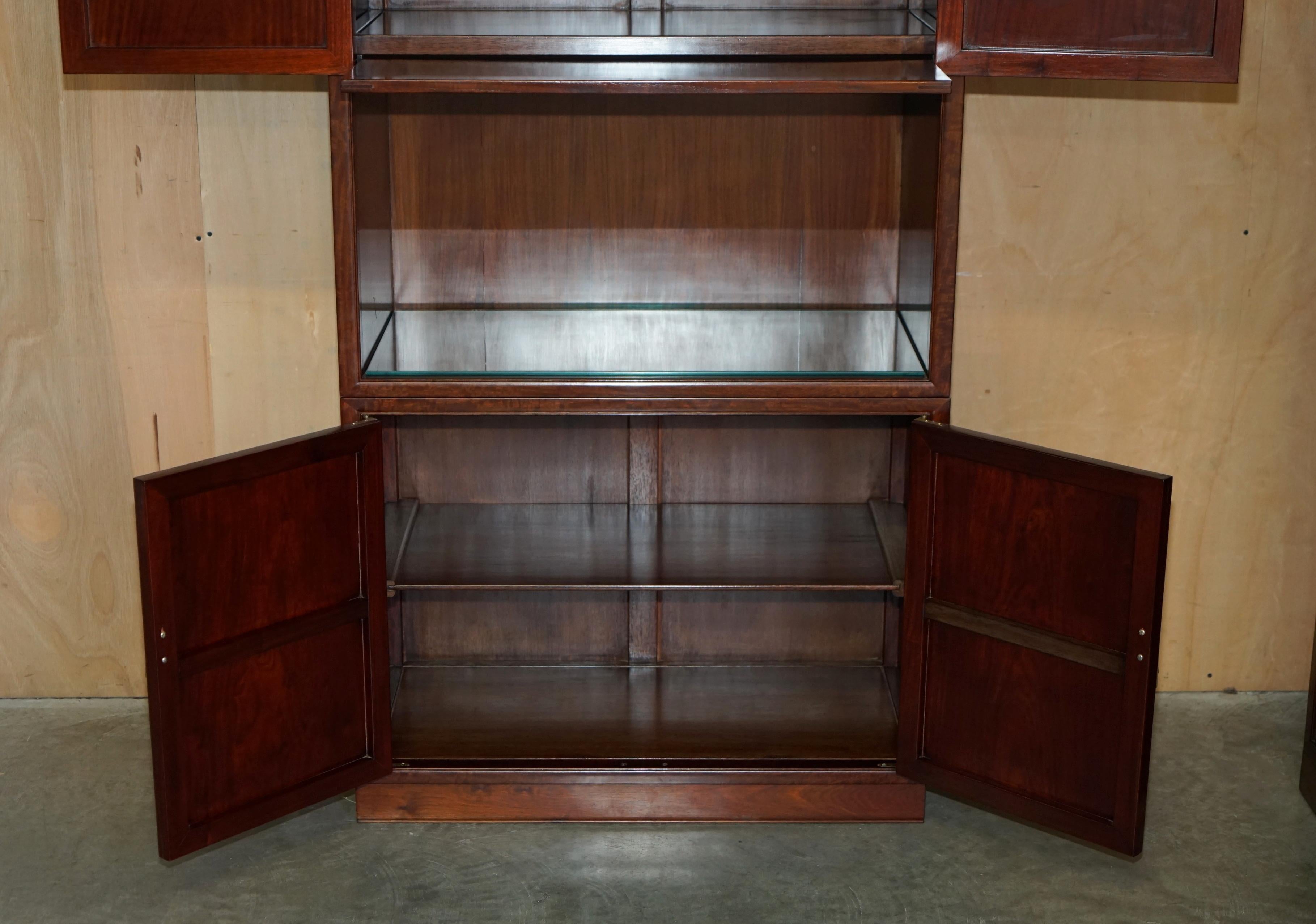 THREE VINTAGE CHINESE HARDWOOD MILITARY CAMPAIGN BOOKCASE DRINKS CABINET DRAWERs For Sale 5