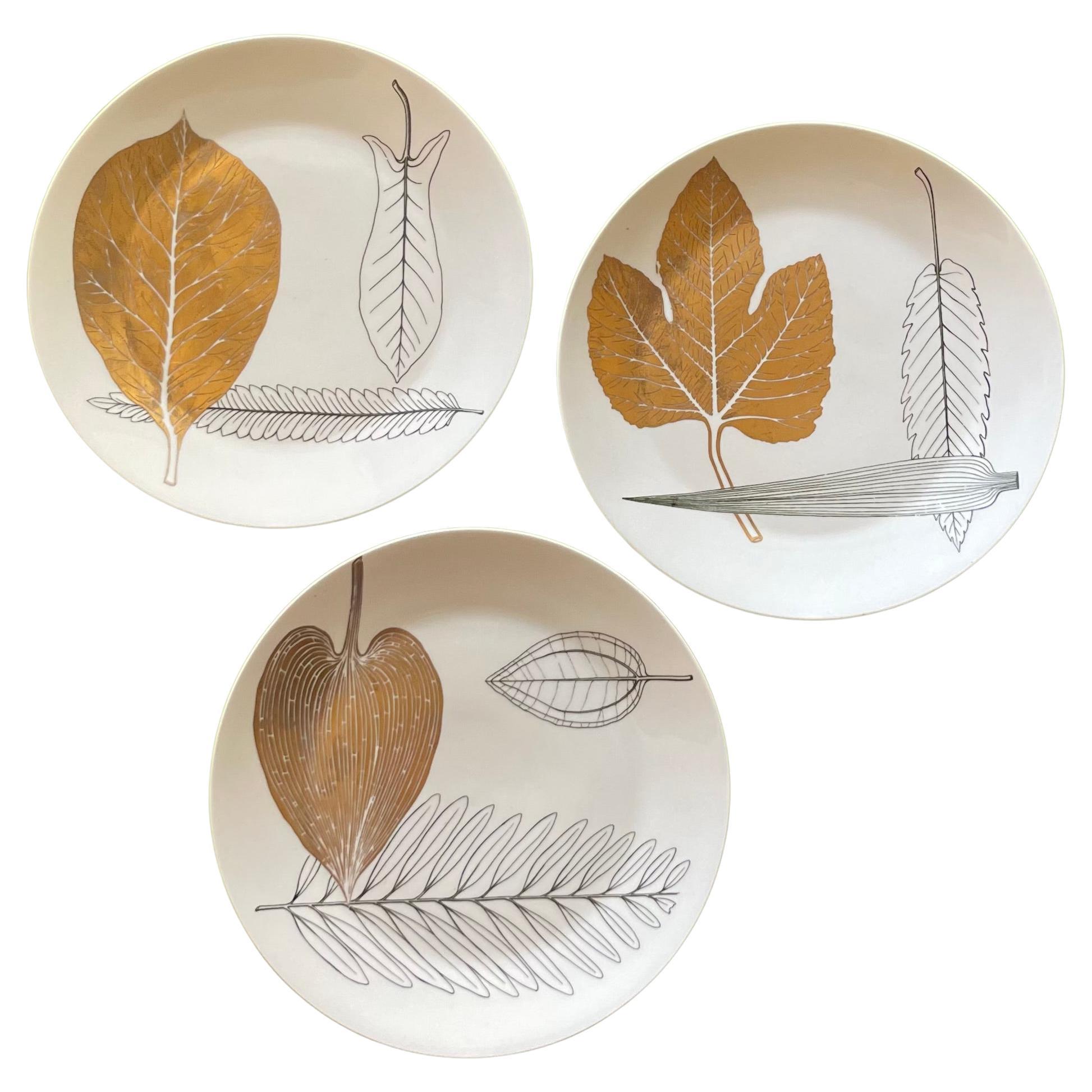 Three Vintage Fornasetti Leaf “Foglie” Plates 