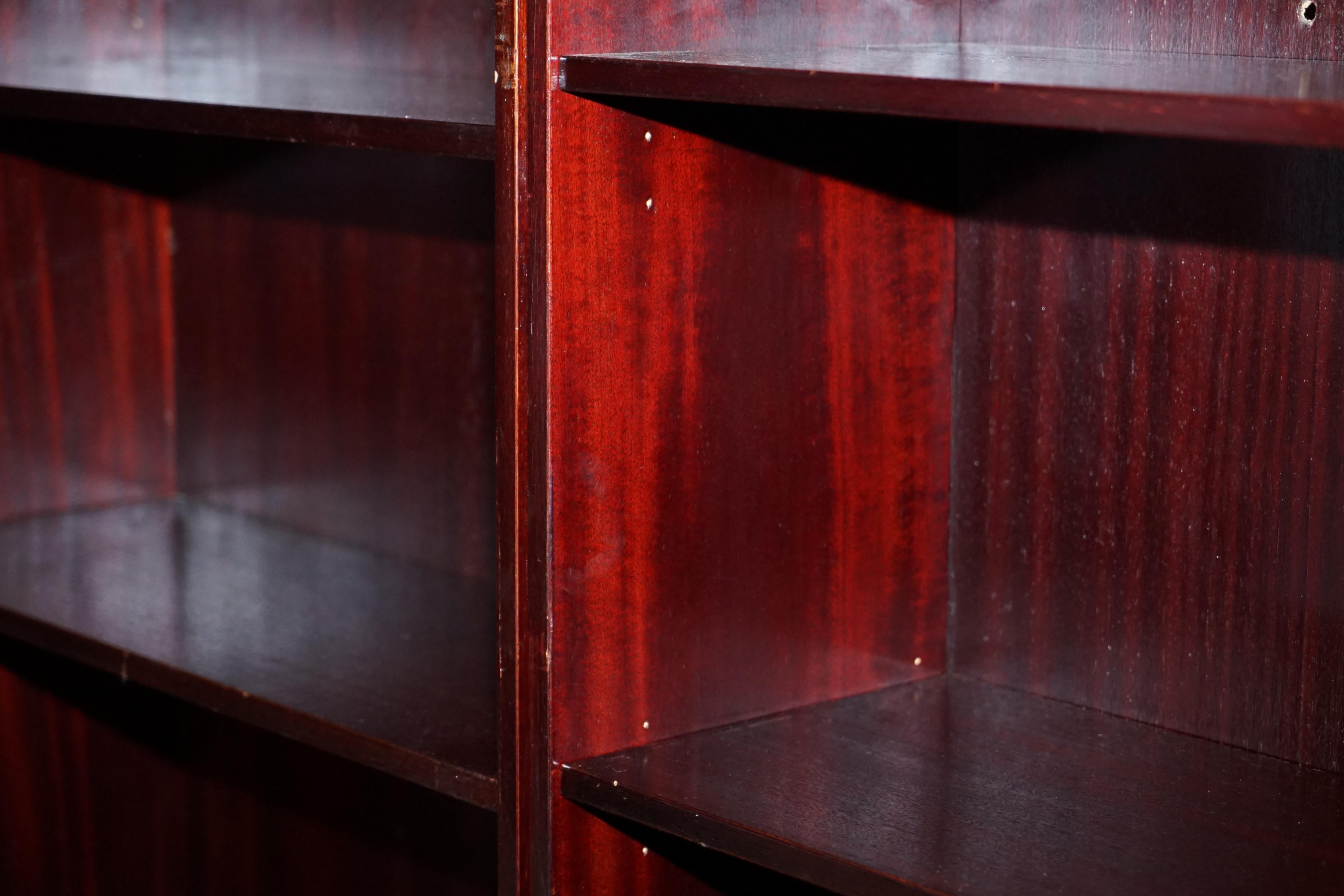 Three Vintage Hardwood Finish Military Campaign Bookcases Used for Media Storage For Sale 6