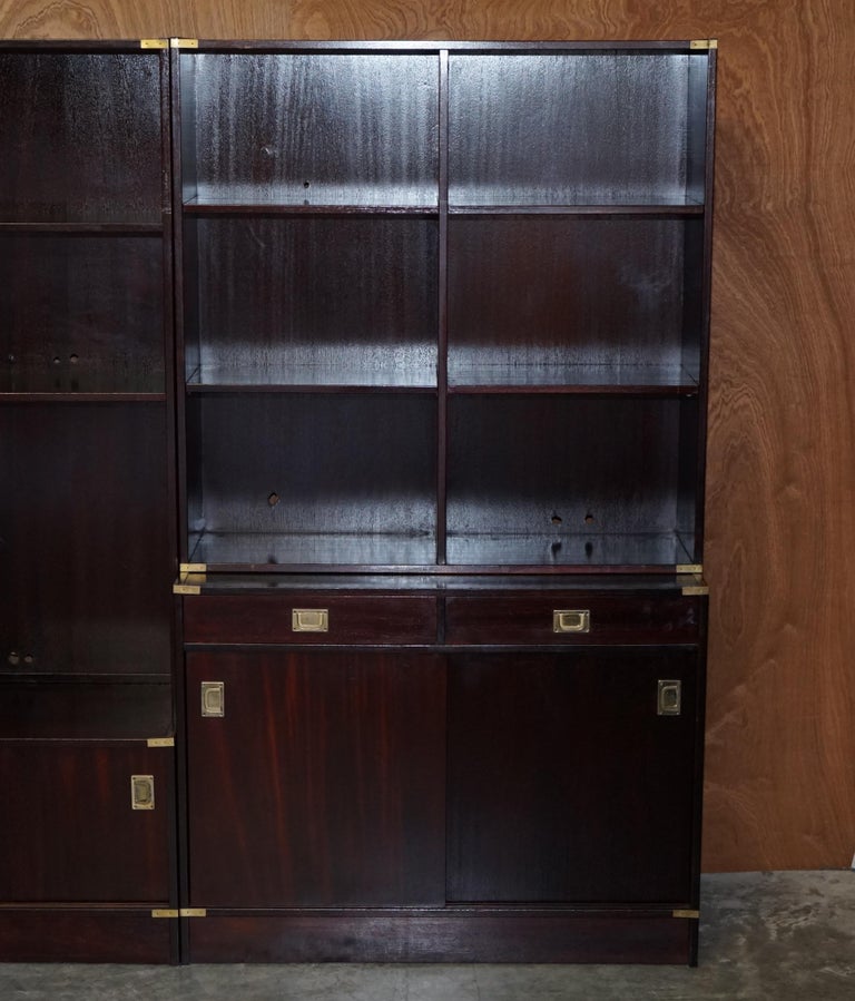 Three Vintage Hardwood Finish Military Campaign Bookcases Used for ...