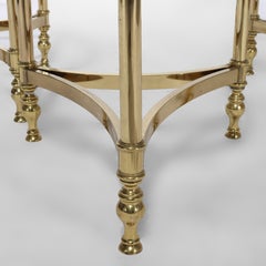 Three Vintage Hollywood Regency MCM Brass & Glass Side Tables C1960