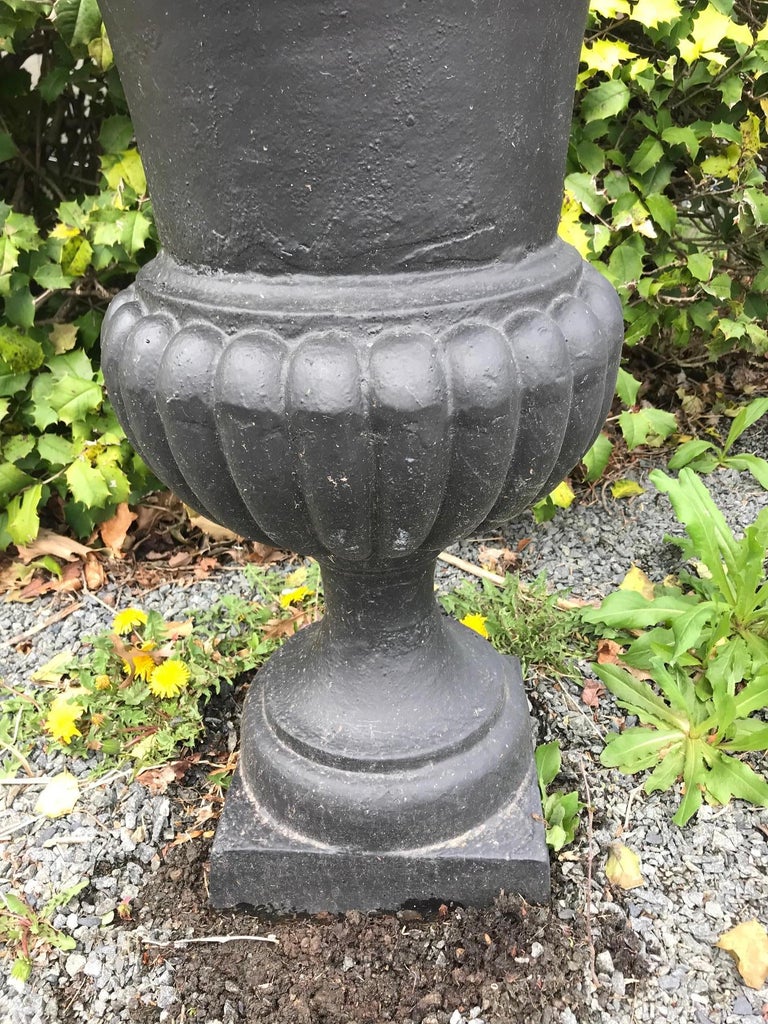 Three Vintage Large Black Cast Iron Neoclassical Urn Planters at 1stDibs