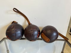 Three Vintage Leather Gym Accessories, France 1930's