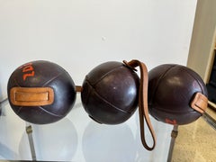 Three Vintage Leather Gym Accessories, France 1930's