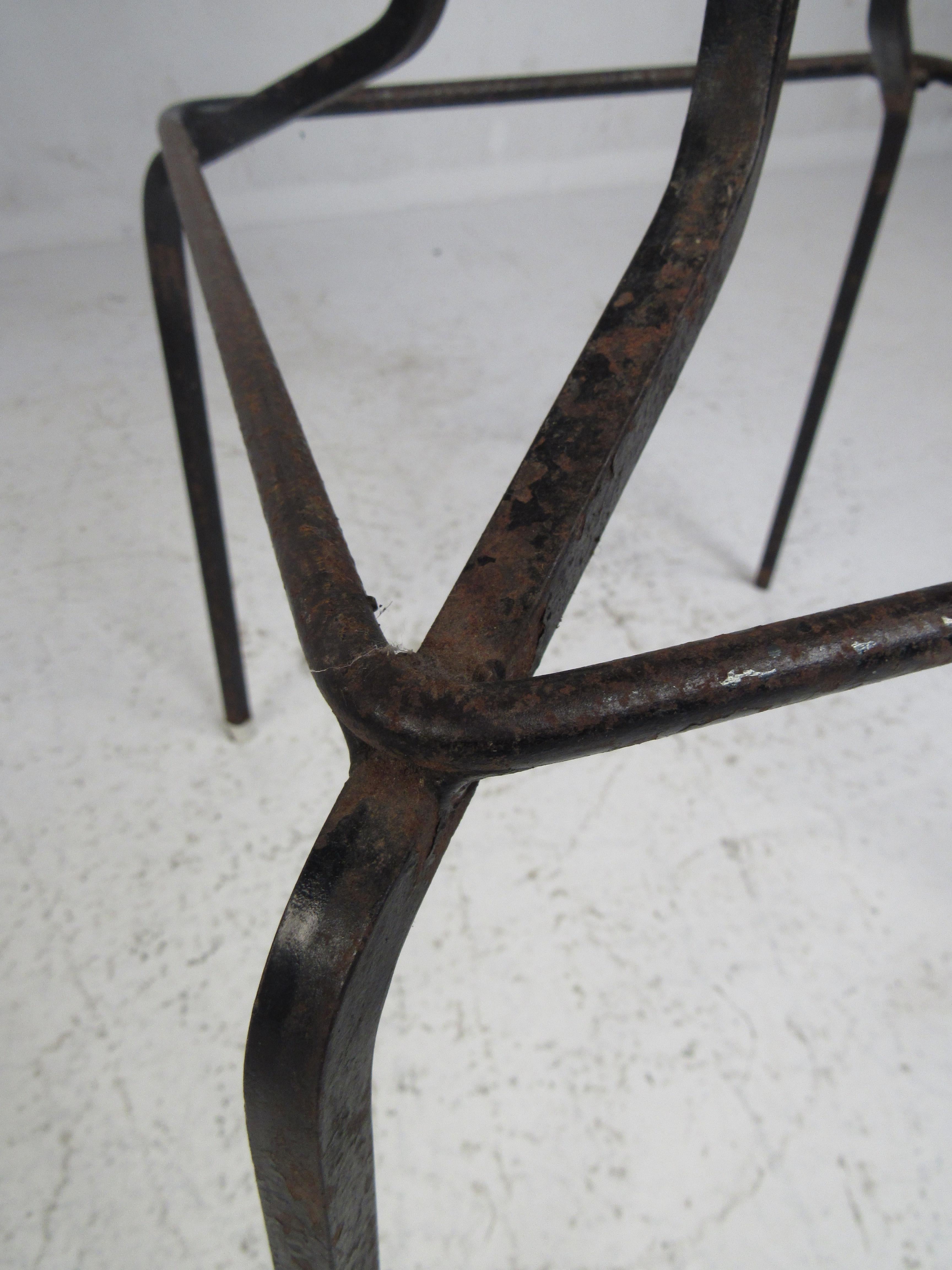 Three Vintage Modern Arthur Umanoff Style Swivel Bar Stools For Sale 4