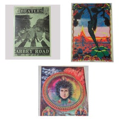 Drei Vintage-Poster mit Beatles Abbey Road und Bob Dylan, einschließlich der Abbey Road, von 1969