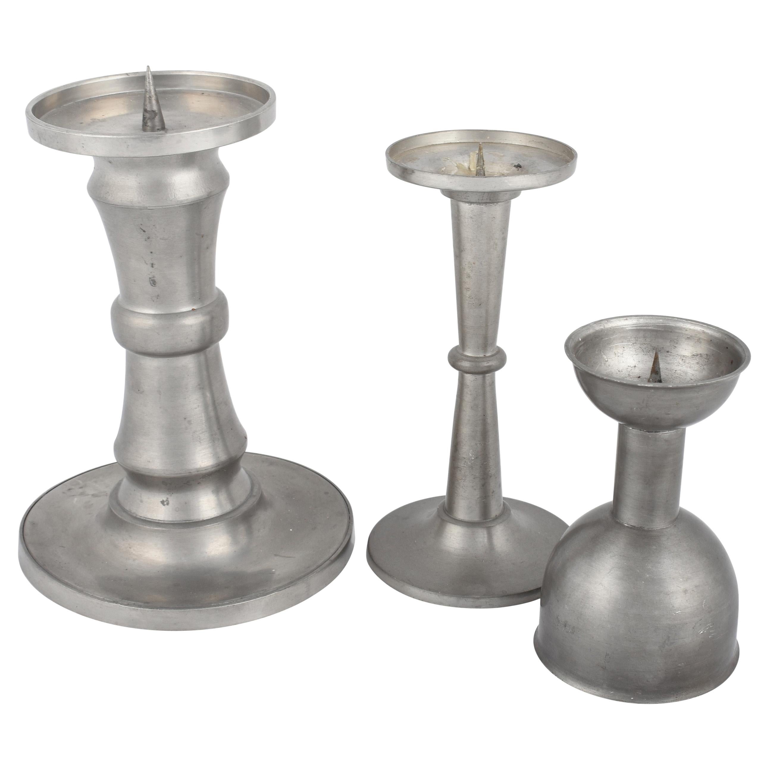 Three Large Vintage Wooden Candlesticks at 1stDibs