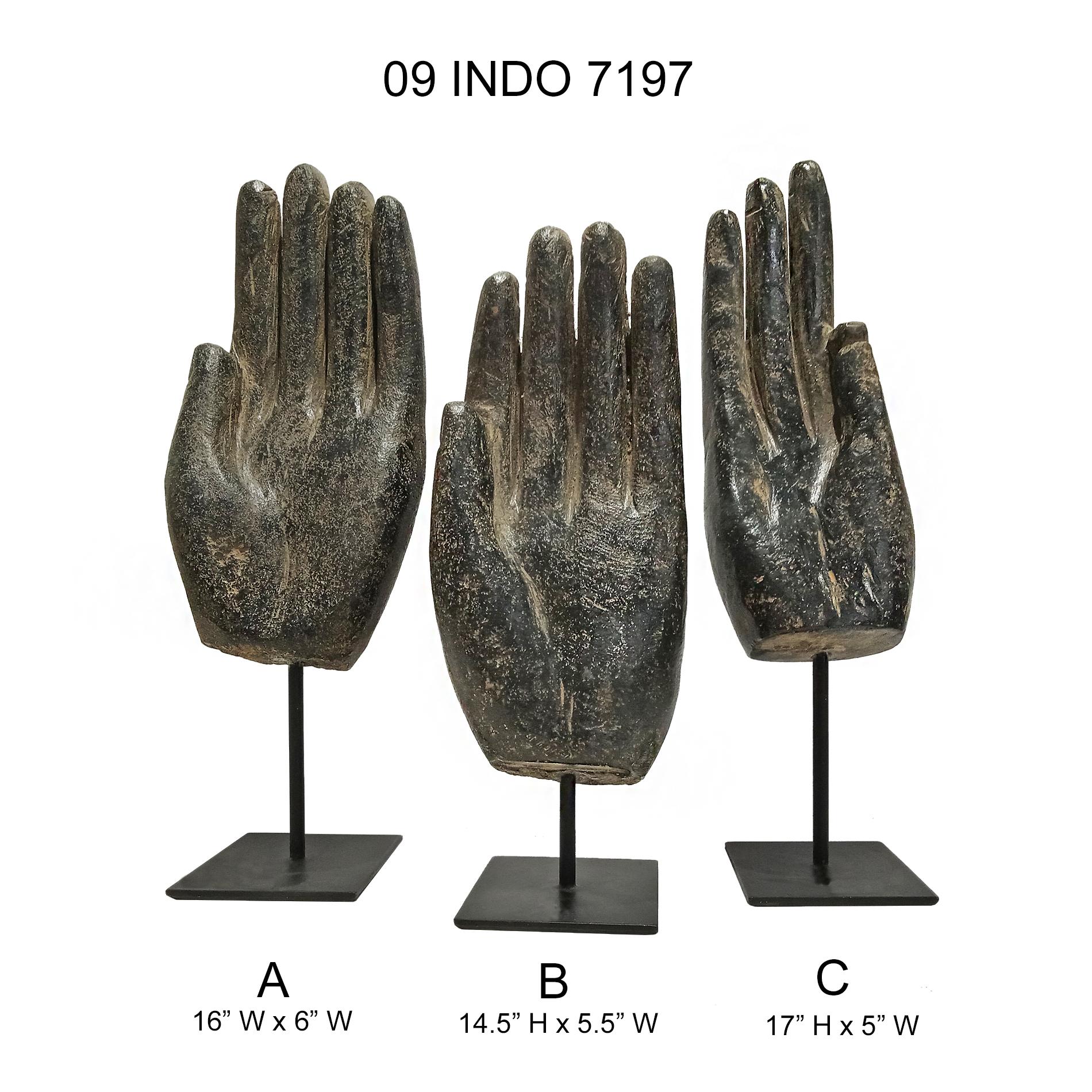 Three Volcanic Rock Hand Sculptures, Mid 20th Century For Sale 9