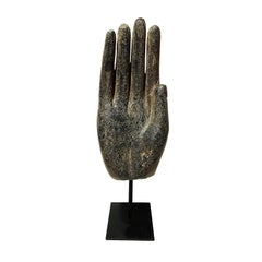 Hand-Carved Buddha Hand Sculptures in Black Volcanic Rock, Indonesia