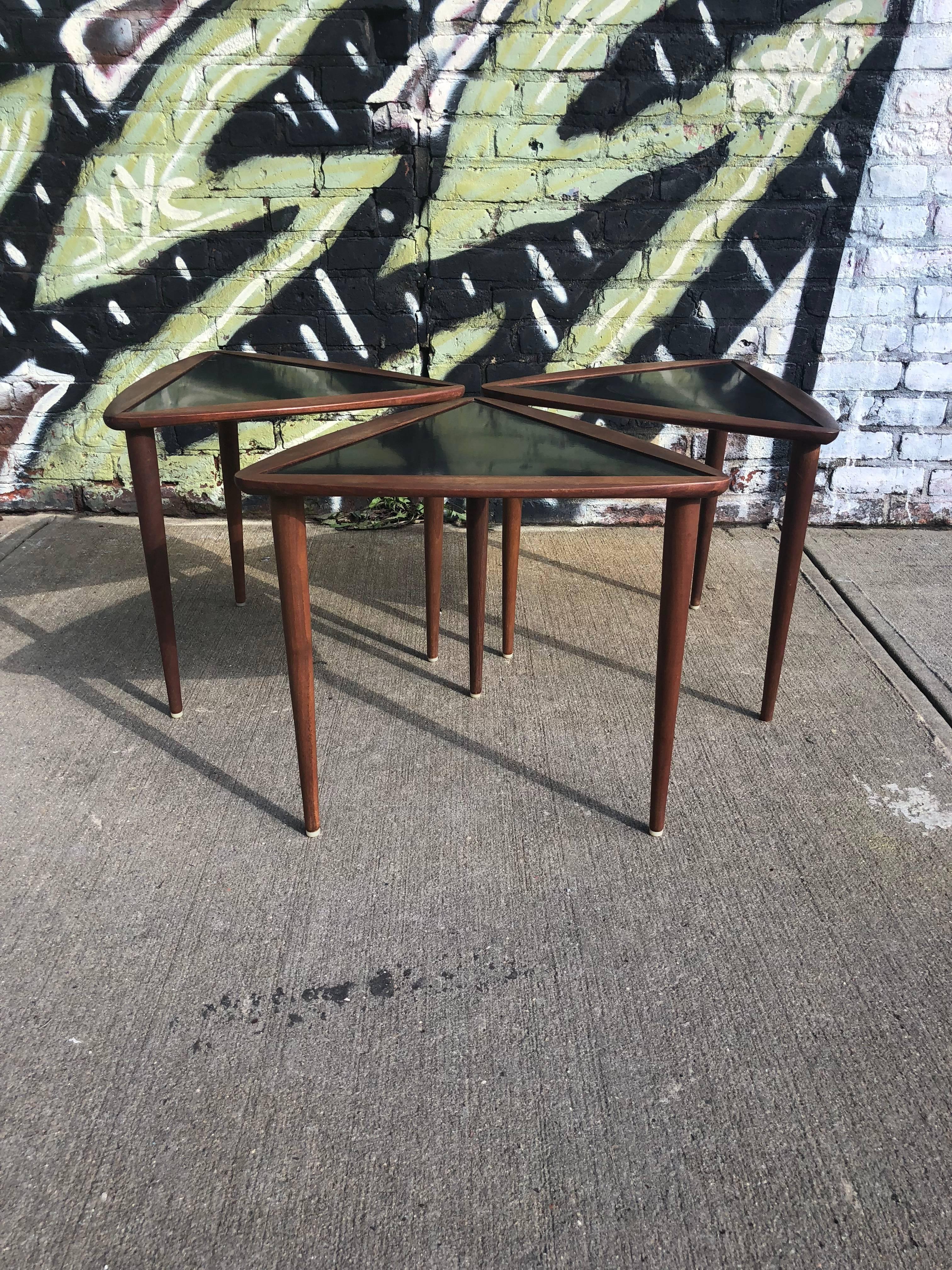Three Walnut Nesting Tables by Arthur Umanoff In Excellent Condition In Brooklyn, NY