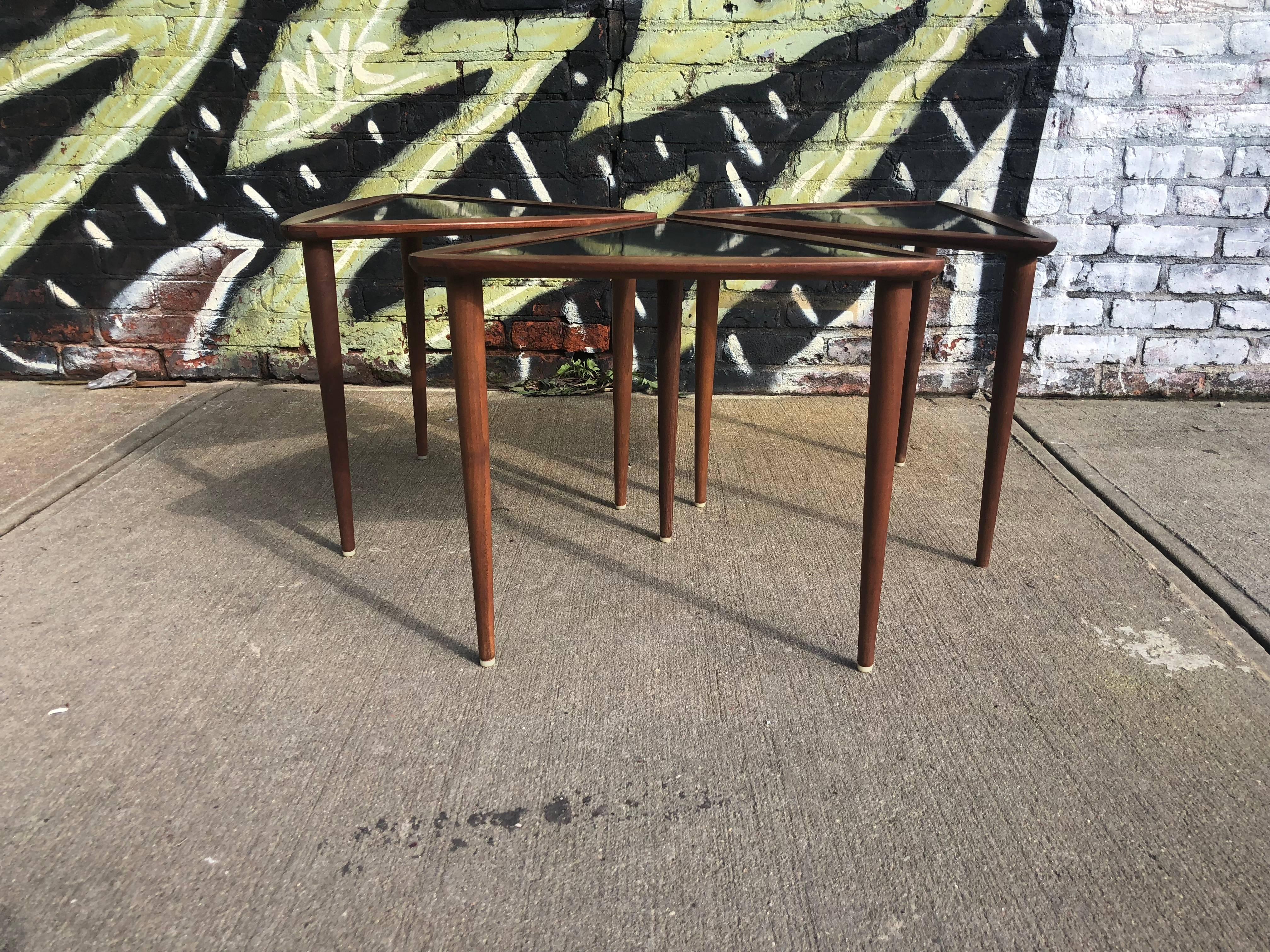 Mid-20th Century Three Walnut Nesting Tables by Arthur Umanoff