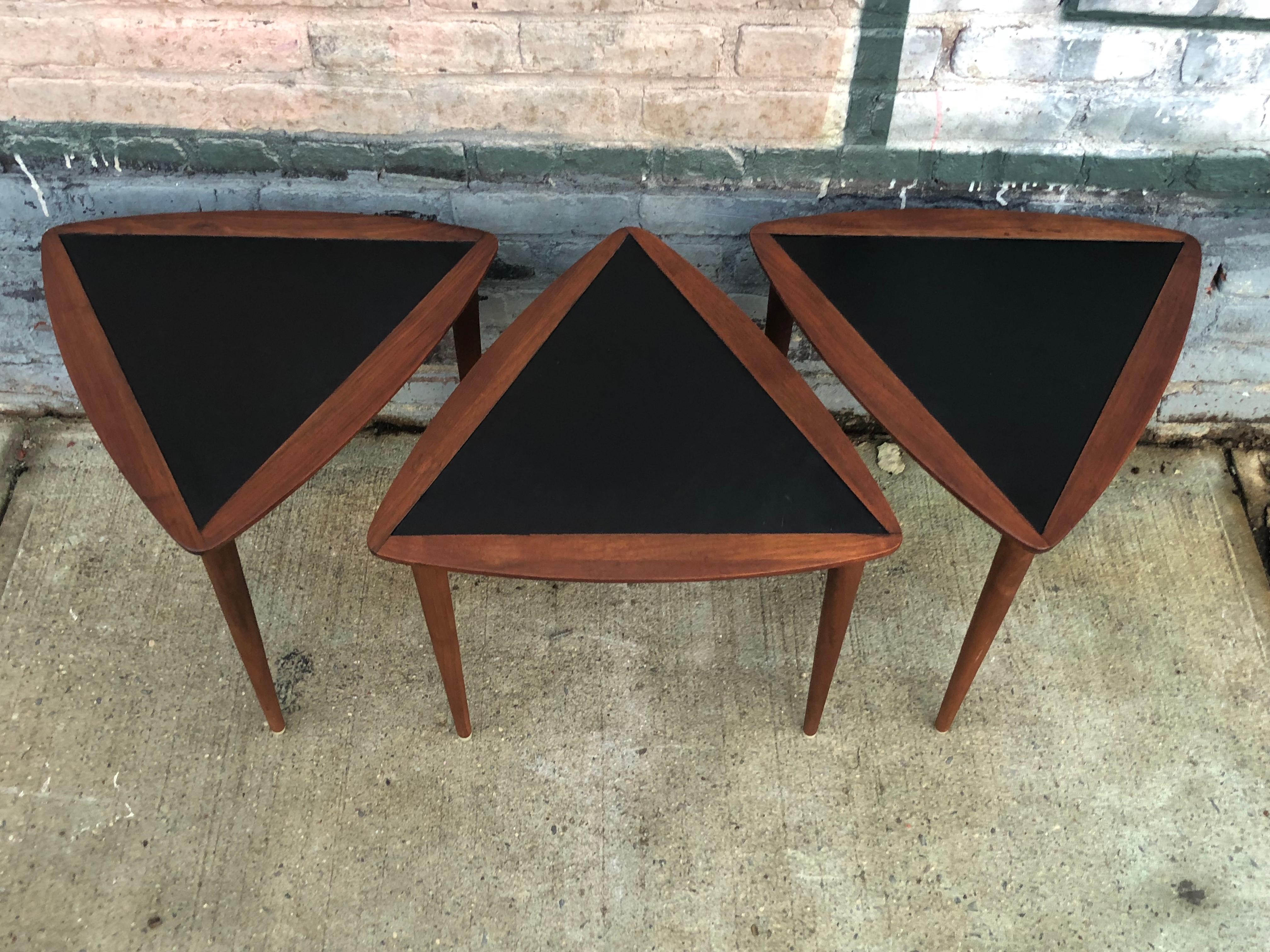 Formica Three Walnut Nesting Tables by Arthur Umanoff