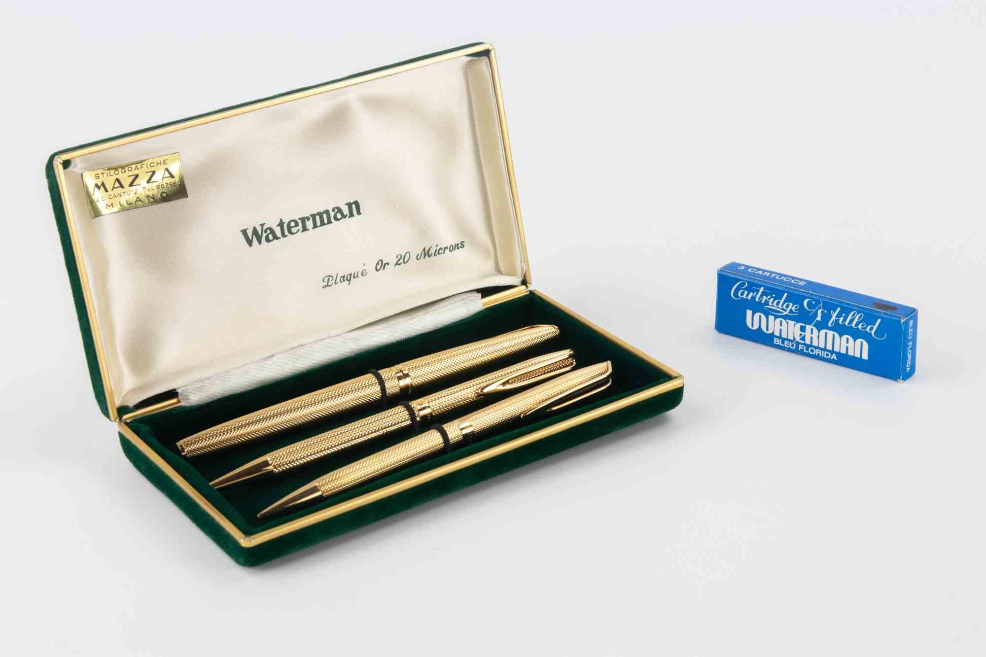Italiano Tre penne Waterman placcate in oro, anni '80 in vendita
