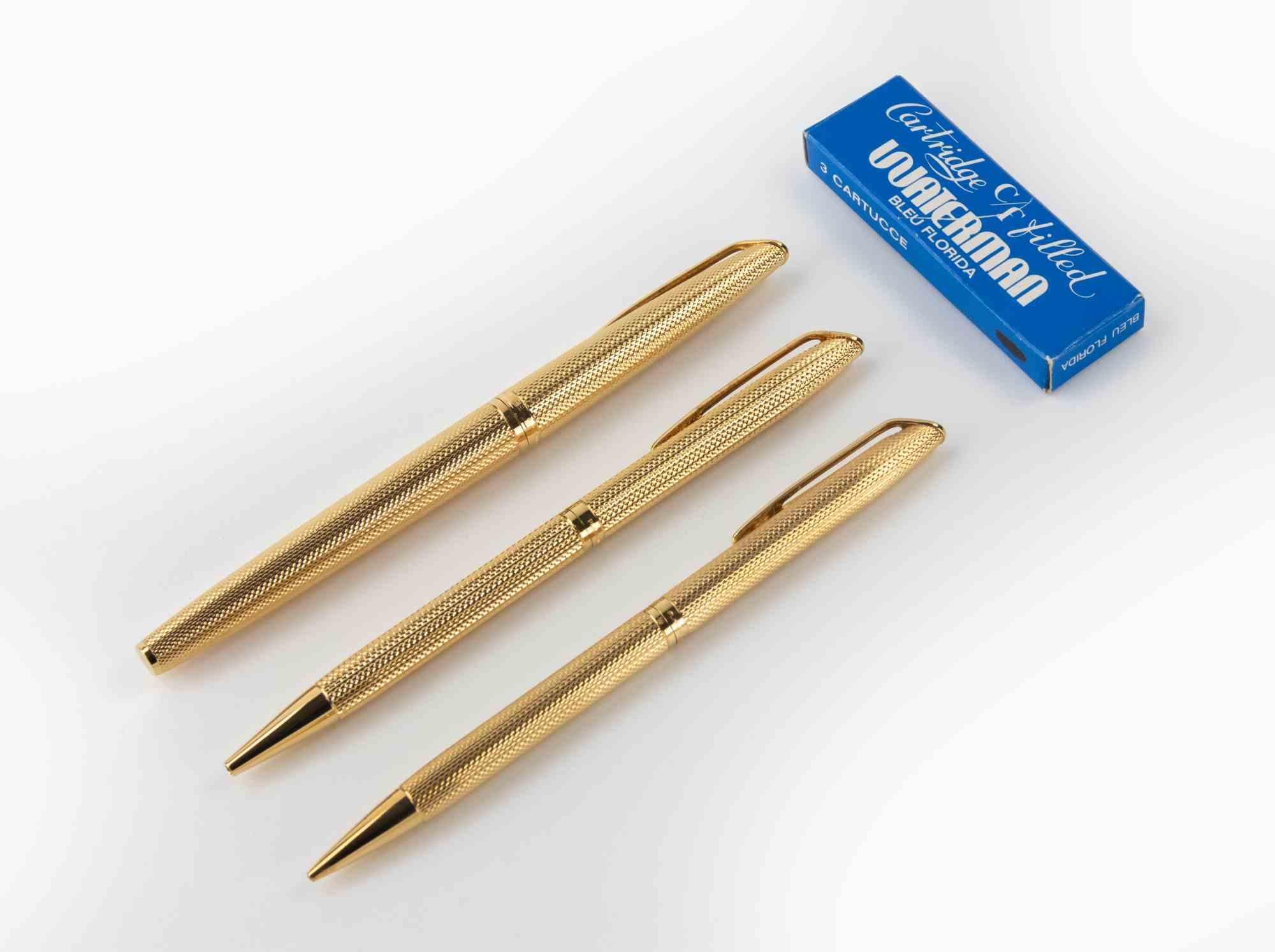 Fine XX secolo Tre penne Waterman placcate in oro, anni '80 in vendita