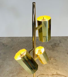 Three Way Brass Floor Or Reading Lamp Attributed To Robert Sonneman
