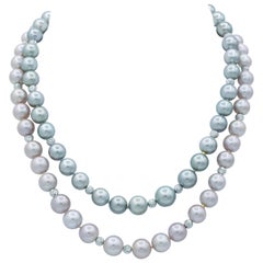 Three-Way Convertible Necklace with Tahitian and Pink Freshwater Cultured Pearls