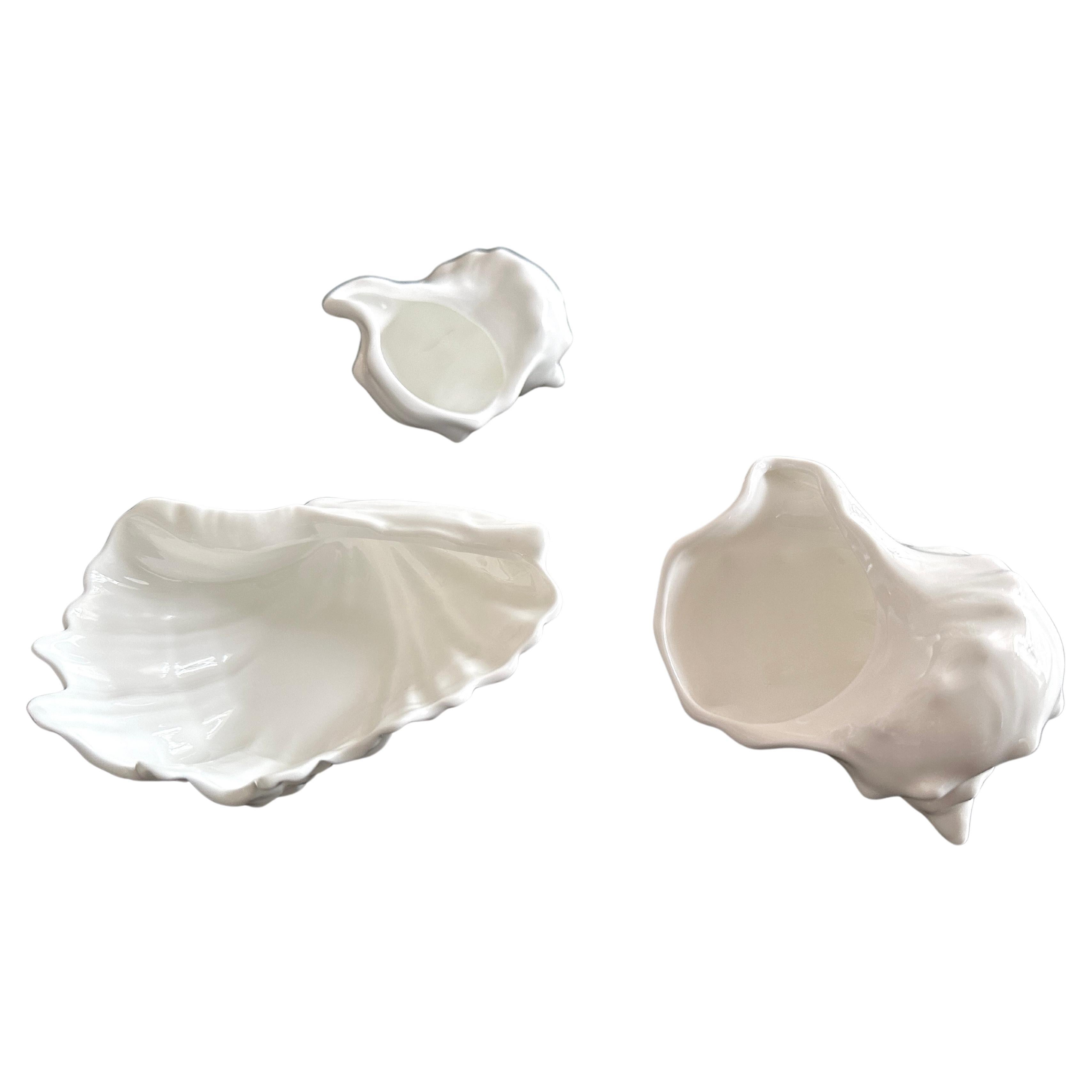Tre conchiglie della collezione Nautilus di Wedgwood in porcellana d'osso in vendita