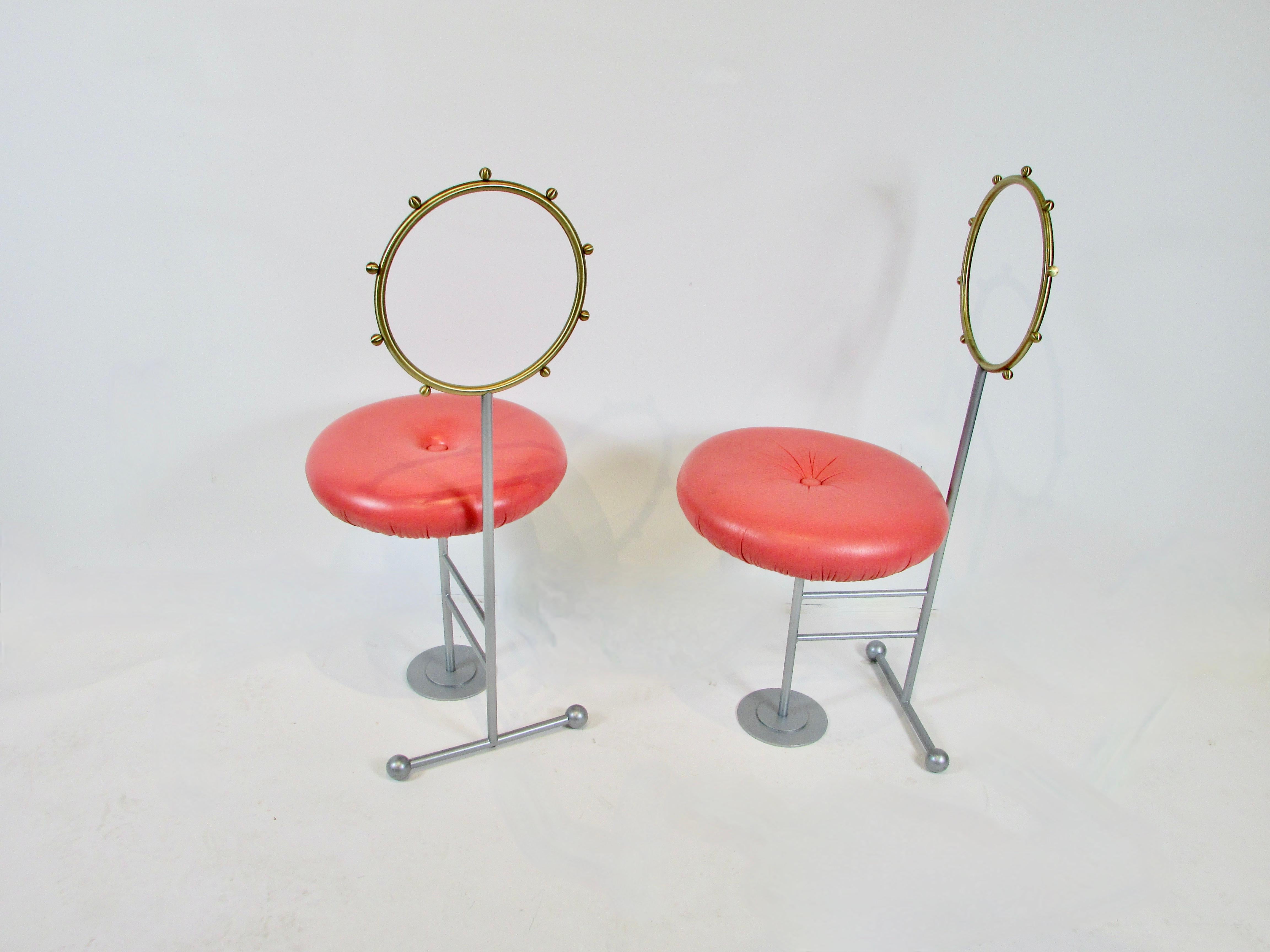 Three Whimsical Sawaya and Moroni Post Modern Memphis Style Occasional Chairs In Good Condition For Sale In Ferndale, MI