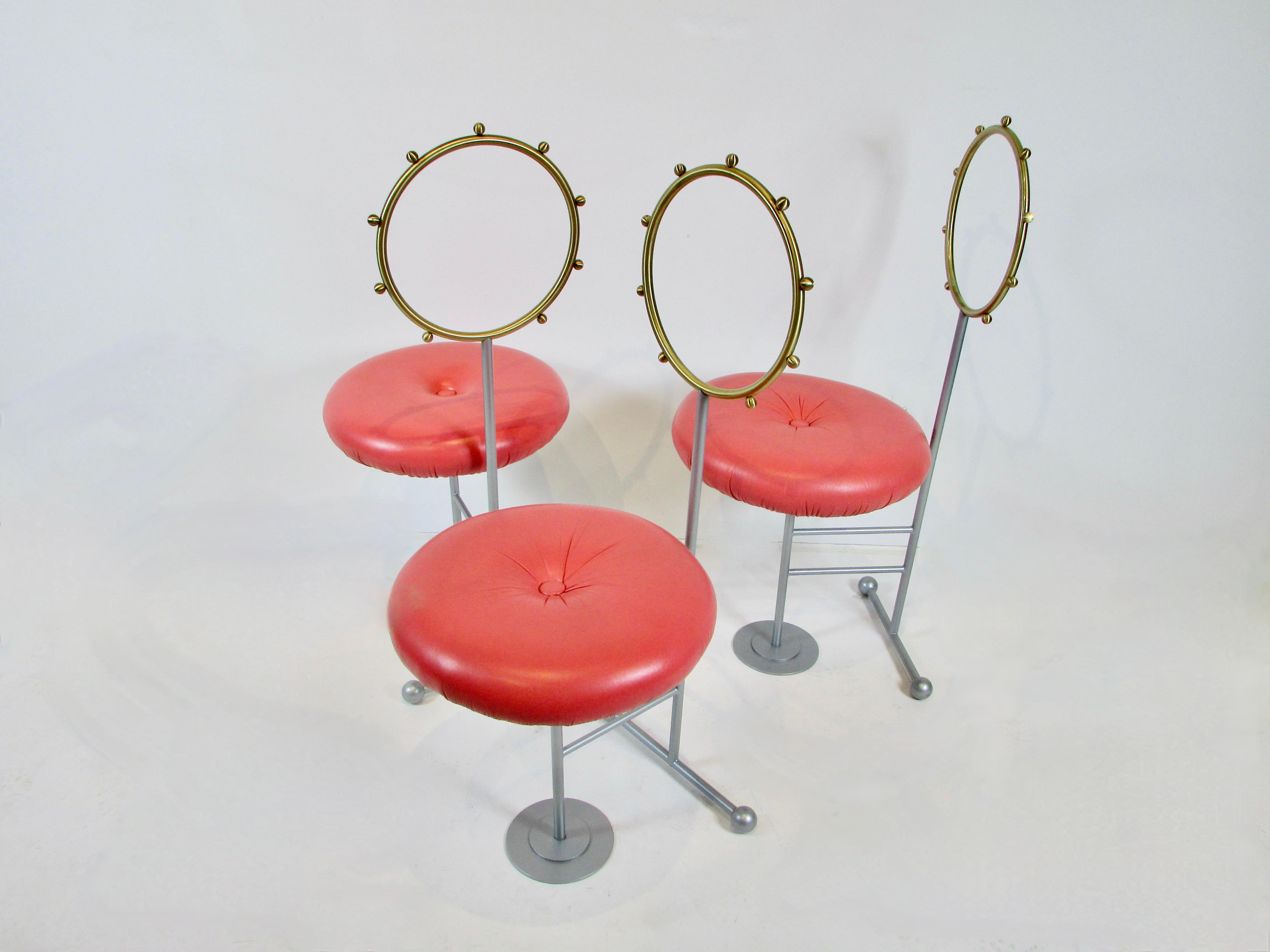 Three Whimsical Sawaya and Moroni Post Modern Memphis Style Occasional Chairs In Good Condition For Sale In Ferndale, MI