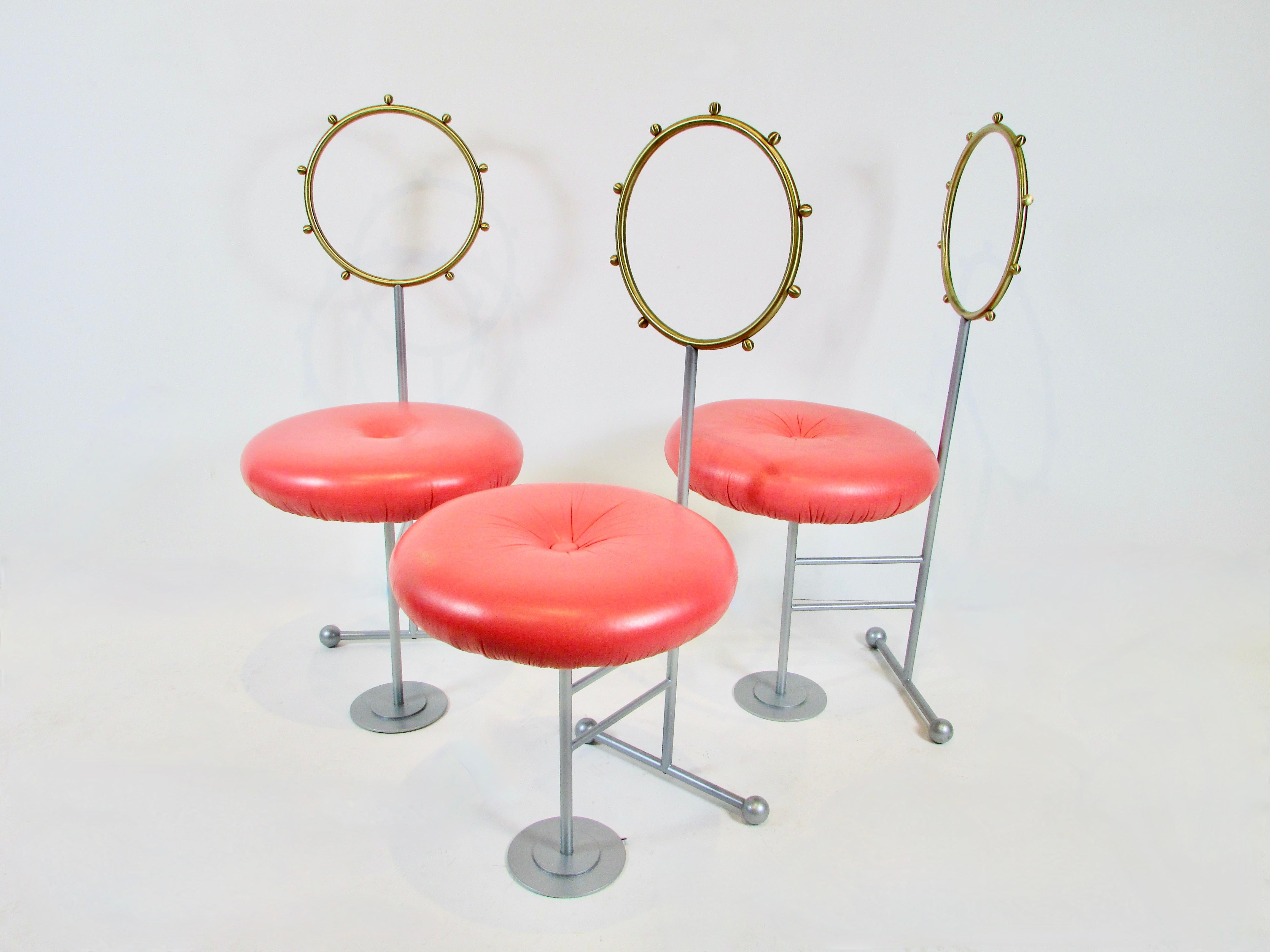 Three Whimsical Sawaya and Moroni Post Modern Memphis Style Occasional Chairs For Sale 2