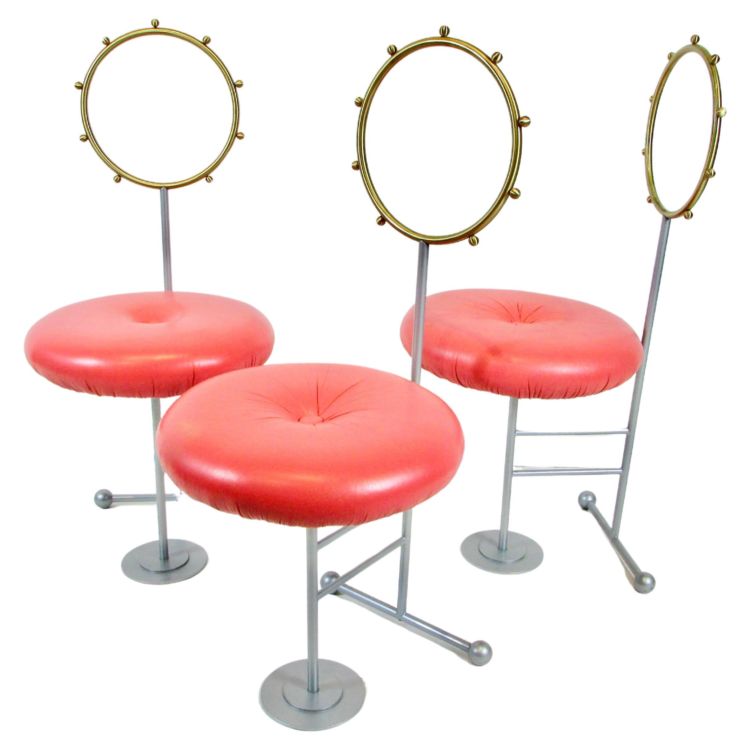 Three Whimsical Sawaya and Moroni Post Modern Memphis Style Occasional Chairs For Sale