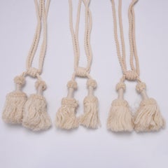 Three White Cotton Curtain Tiebacks, Italy