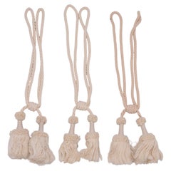 Three White Cotton Curtain Tiebacks, Italy