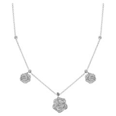Three White Diamond Pavè Desert Rose Pendant Necklace