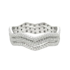Three White Gold Diamond Zigzag Bracelets