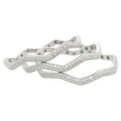 Three White Gold Diamond Zigzag Bracelets