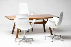 Three White Leather Mid Mod Bird Desk Chairs by Fabricius & Kastholm for Kill