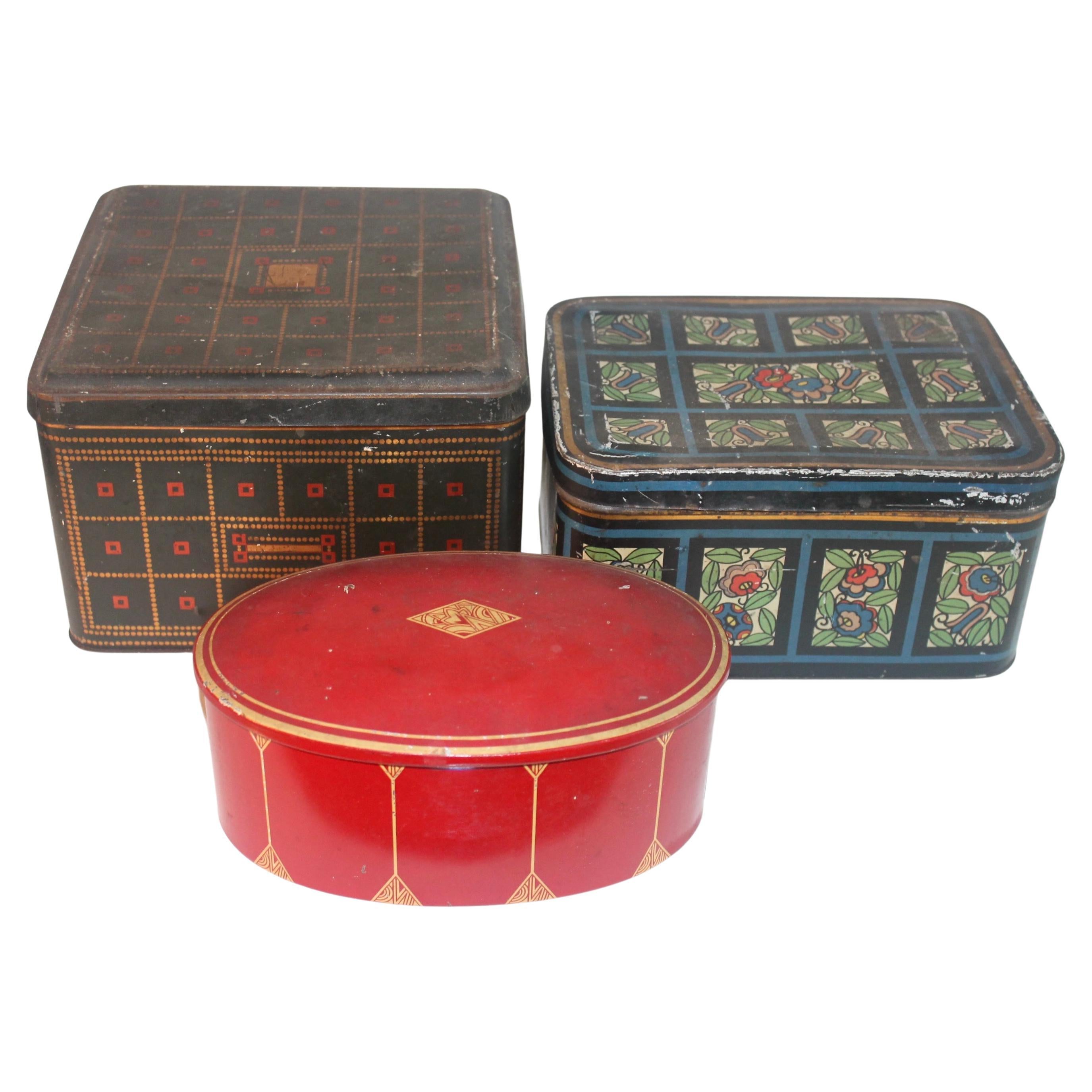 Three Wiener Werkstatte Style Biscuit Tins