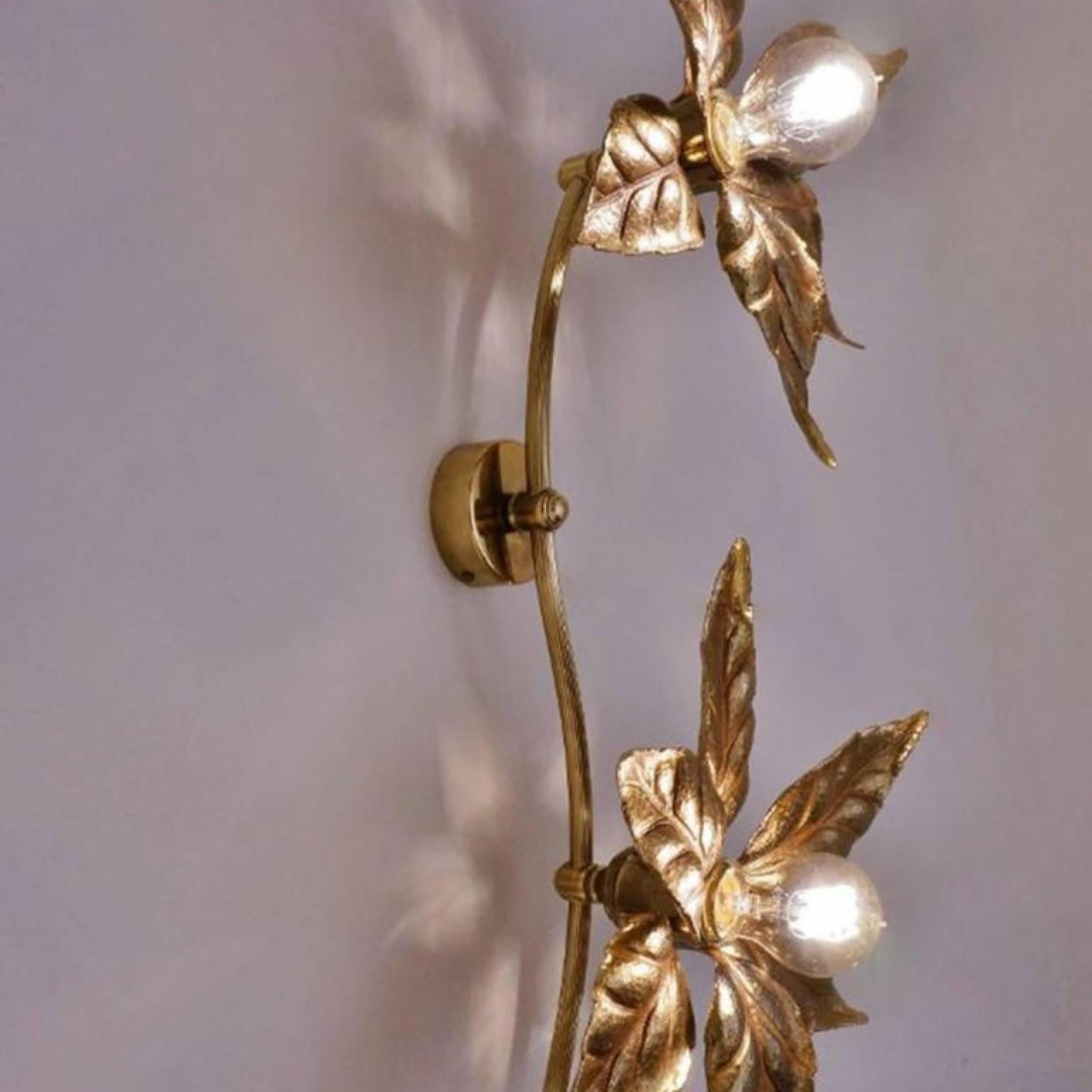 Three Willy Daro Style Brass Flowers Ceiling or Wall Lights For Sale 1