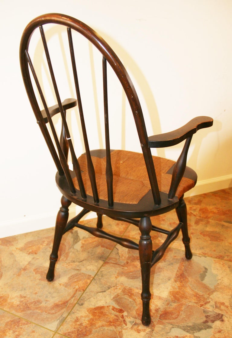 Three Windsor Chairs with Rush Seating For Sale 1