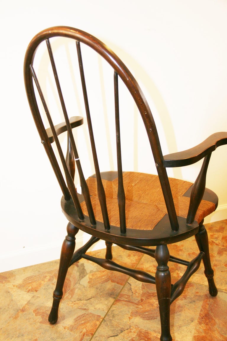Three Windsor Chairs with Rush Seating For Sale 3