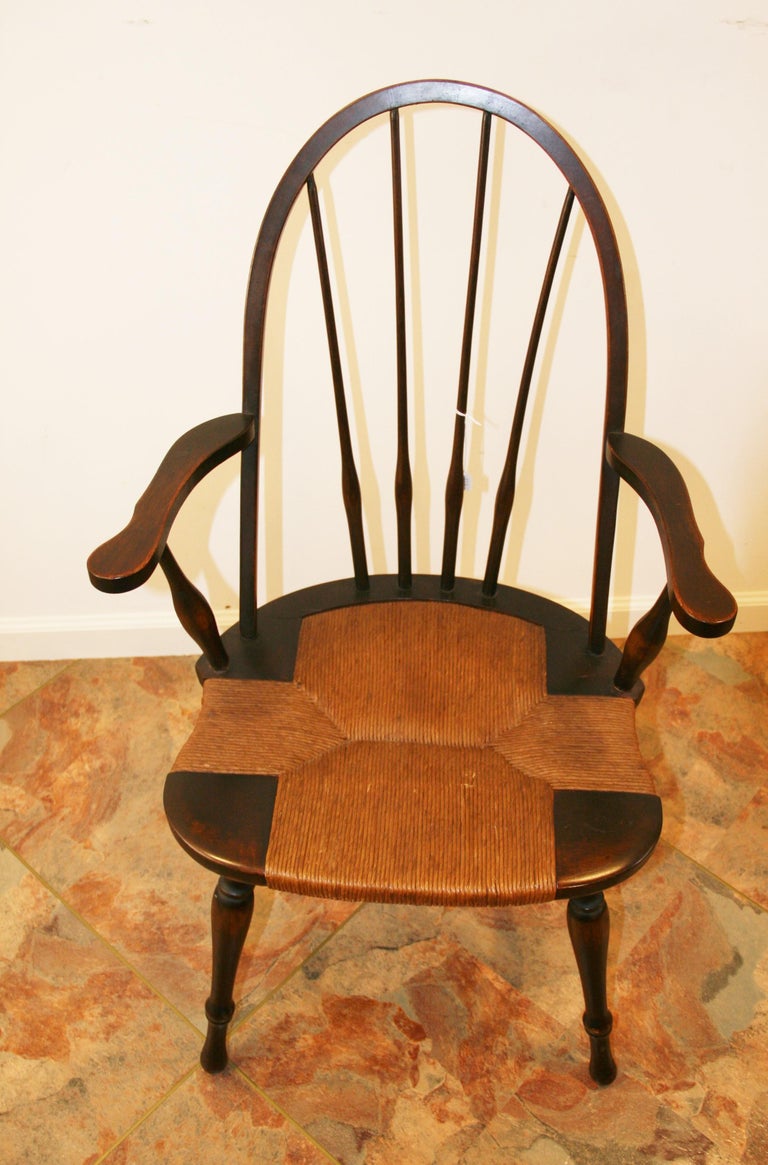 Three Windsor Chairs with Rush Seating For Sale 4