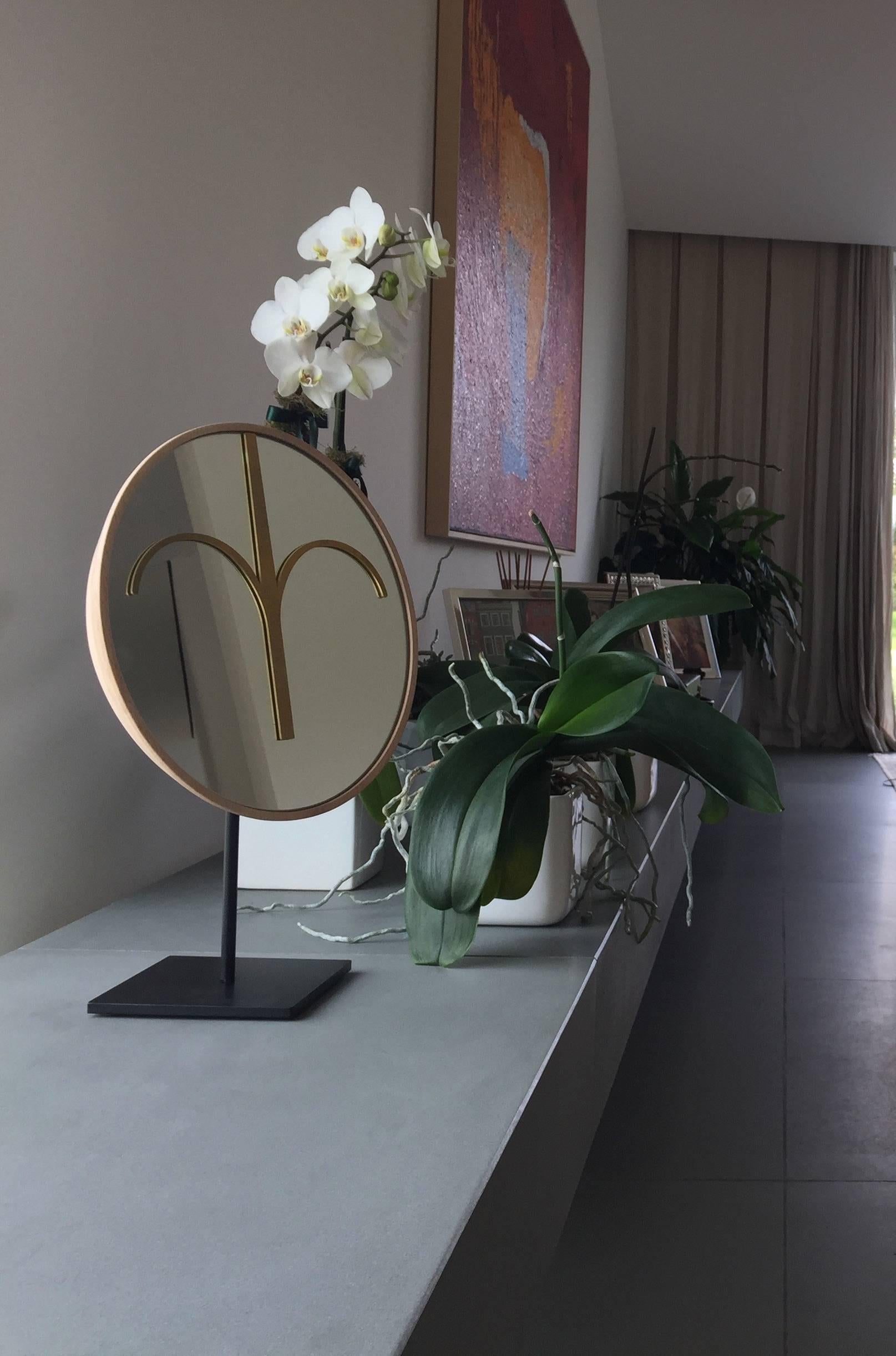 Brass Three Wise Mirrors, Minimalist Ethnic Sculptures Inspired by African Masks For Sale