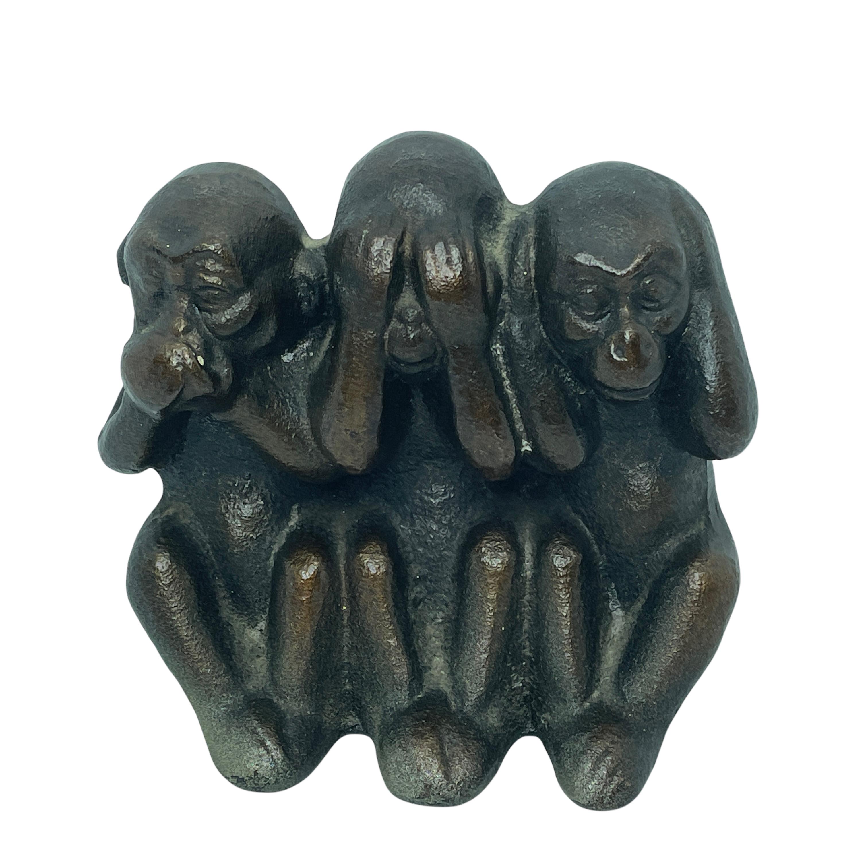 "Three Wise Monkeys" Bronze Sculpture Statue, Vintage German, 1960s at