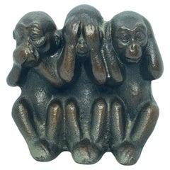 "Three Wise Monkeys" Bronze Sculpture Statue, Vintage German, 1960s